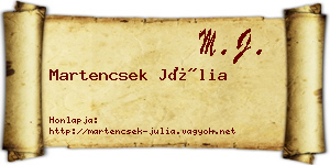 Martencsek Júlia névjegykártya